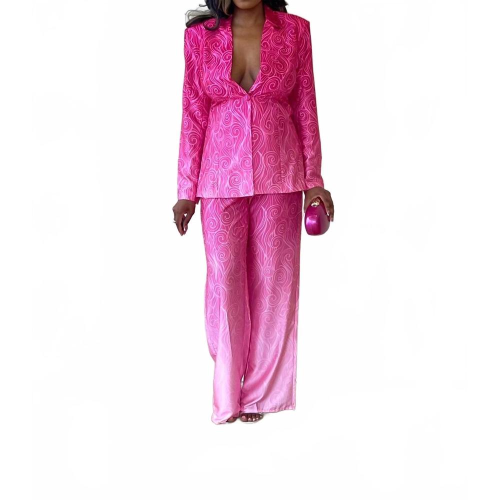 NEW THE SANG she e o ombre blazer pant suit set in pink